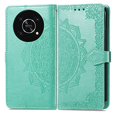 Funda de Cuero Cartera con Soporte Patron de Moda Carcasa para Huawei Enjoy 50 Pro Verde