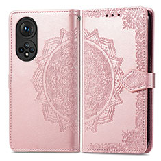 Funda de Cuero Cartera con Soporte Patron de Moda Carcasa para Huawei Honor 50 5G Oro Rosa