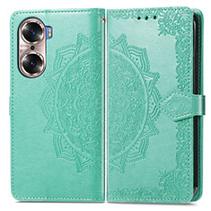 Funda de Cuero Cartera con Soporte Patron de Moda Carcasa para Huawei Honor 60 5G Verde