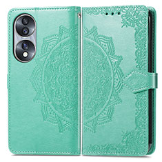 Funda de Cuero Cartera con Soporte Patron de Moda Carcasa para Huawei Honor 70 5G Verde