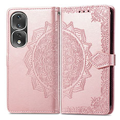 Funda de Cuero Cartera con Soporte Patron de Moda Carcasa para Huawei Honor 80 Pro 5G Oro Rosa