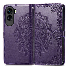 Funda de Cuero Cartera con Soporte Patron de Moda Carcasa para Huawei Honor 90 Lite 5G Morado