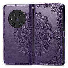 Funda de Cuero Cartera con Soporte Patron de Moda Carcasa para Huawei Honor Magic3 5G Morado