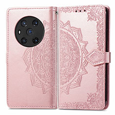 Funda de Cuero Cartera con Soporte Patron de Moda Carcasa para Huawei Honor Magic3 5G Oro Rosa