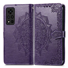 Funda de Cuero Cartera con Soporte Patron de Moda Carcasa para Huawei Honor V40 5G Morado