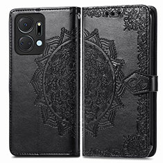 Funda de Cuero Cartera con Soporte Patron de Moda Carcasa para Huawei Honor X7a Negro