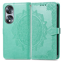 Funda de Cuero Cartera con Soporte Patron de Moda Carcasa para Huawei Honor X7b Verde