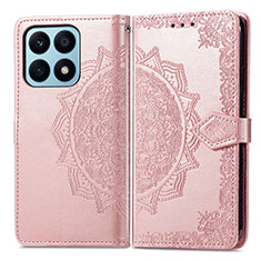 Funda de Cuero Cartera con Soporte Patron de Moda Carcasa para Huawei Honor X8a 4G Oro Rosa