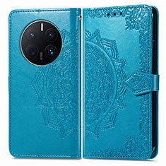 Funda de Cuero Cartera con Soporte Patron de Moda Carcasa para Huawei Mate 50 Pro Azul