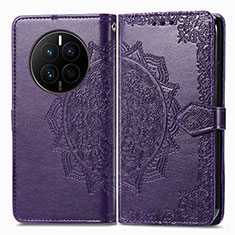 Funda de Cuero Cartera con Soporte Patron de Moda Carcasa para Huawei Mate 50E Morado