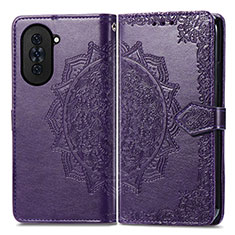 Funda de Cuero Cartera con Soporte Patron de Moda Carcasa para Huawei Nova 10 Morado