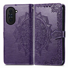 Funda de Cuero Cartera con Soporte Patron de Moda Carcasa para Huawei Nova 10 Pro Morado