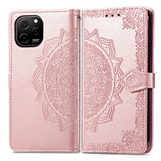 Funda de Cuero Cartera con Soporte Patron de Moda Carcasa para Huawei Nova Y61 Oro Rosa