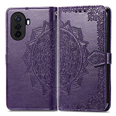 Funda de Cuero Cartera con Soporte Patron de Moda Carcasa para Huawei Nova Y71 Morado