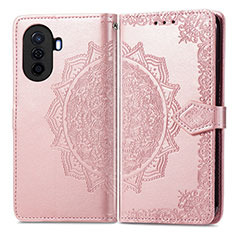 Funda de Cuero Cartera con Soporte Patron de Moda Carcasa para Huawei Nova Y71 Oro Rosa