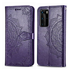 Funda de Cuero Cartera con Soporte Patron de Moda Carcasa para Huawei P40 Pro Morado