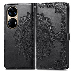 Funda de Cuero Cartera con Soporte Patron de Moda Carcasa para Huawei P50 Negro