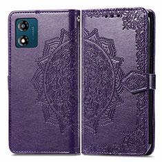 Funda de Cuero Cartera con Soporte Patron de Moda Carcasa para Motorola Moto E13 Morado