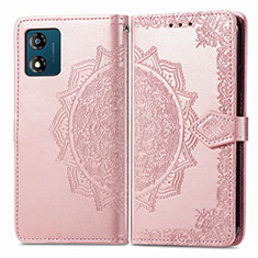 Funda de Cuero Cartera con Soporte Patron de Moda Carcasa para Motorola Moto E13 Oro Rosa