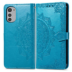 Funda de Cuero Cartera con Soporte Patron de Moda Carcasa para Motorola Moto E32 Azul