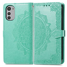 Funda de Cuero Cartera con Soporte Patron de Moda Carcasa para Motorola Moto E32s Verde