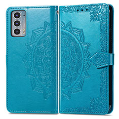 Funda de Cuero Cartera con Soporte Patron de Moda Carcasa para Motorola Moto Edge 20 5G Azul