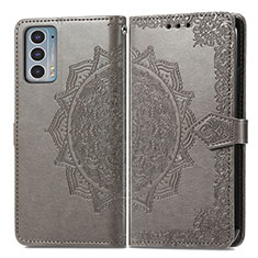 Funda de Cuero Cartera con Soporte Patron de Moda Carcasa para Motorola Moto Edge 20 5G Gris