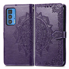 Funda de Cuero Cartera con Soporte Patron de Moda Carcasa para Motorola Moto Edge 20 Pro 5G Morado