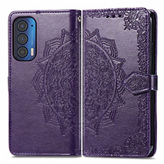 Funda de Cuero Cartera con Soporte Patron de Moda Carcasa para Motorola Moto Edge (2021) 5G Morado