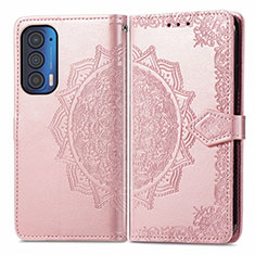 Funda de Cuero Cartera con Soporte Patron de Moda Carcasa para Motorola Moto Edge (2021) 5G Oro Rosa