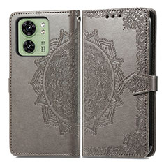 Funda de Cuero Cartera con Soporte Patron de Moda Carcasa para Motorola Moto Edge (2023) 5G Gris