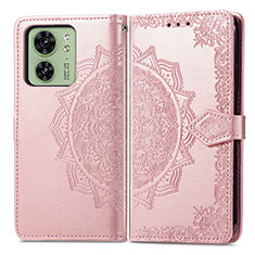 Funda de Cuero Cartera con Soporte Patron de Moda Carcasa para Motorola Moto Edge (2023) 5G Oro Rosa