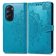 Funda de Cuero Cartera con Soporte Patron de Moda Carcasa para Motorola Moto Edge 30 Pro 5G Azul