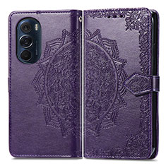 Funda de Cuero Cartera con Soporte Patron de Moda Carcasa para Motorola Moto Edge 30 Pro 5G Morado