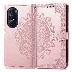 Funda de Cuero Cartera con Soporte Patron de Moda Carcasa para Motorola Moto Edge 30 Pro 5G Oro Rosa