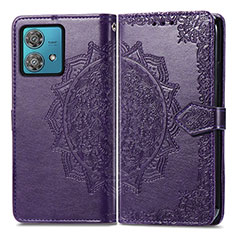 Funda de Cuero Cartera con Soporte Patron de Moda Carcasa para Motorola Moto Edge 40 Neo 5G Morado