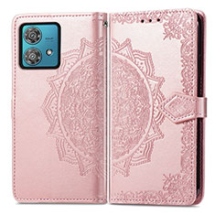 Funda de Cuero Cartera con Soporte Patron de Moda Carcasa para Motorola Moto Edge 40 Neo 5G Oro Rosa