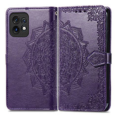 Funda de Cuero Cartera con Soporte Patron de Moda Carcasa para Motorola Moto Edge 40 Pro 5G Morado