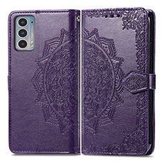 Funda de Cuero Cartera con Soporte Patron de Moda Carcasa para Motorola Moto Edge Lite 5G Morado