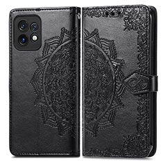 Funda de Cuero Cartera con Soporte Patron de Moda Carcasa para Motorola Moto Edge Plus (2023) 5G Negro