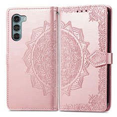 Funda de Cuero Cartera con Soporte Patron de Moda Carcasa para Motorola Moto Edge S30 5G Oro Rosa