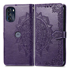 Funda de Cuero Cartera con Soporte Patron de Moda Carcasa para Motorola Moto G 5G (2022) Morado