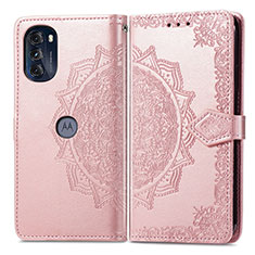 Funda de Cuero Cartera con Soporte Patron de Moda Carcasa para Motorola Moto G 5G (2022) Oro Rosa