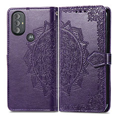 Funda de Cuero Cartera con Soporte Patron de Moda Carcasa para Motorola Moto G Play (2023) Morado