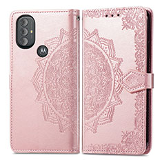 Funda de Cuero Cartera con Soporte Patron de Moda Carcasa para Motorola Moto G Play (2023) Oro Rosa