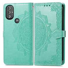 Funda de Cuero Cartera con Soporte Patron de Moda Carcasa para Motorola Moto G Play (2023) Verde