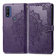 Funda de Cuero Cartera con Soporte Patron de Moda Carcasa para Motorola Moto G Pure Morado