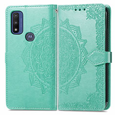 Funda de Cuero Cartera con Soporte Patron de Moda Carcasa para Motorola Moto G Pure Verde