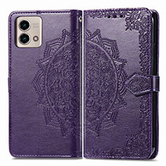 Funda de Cuero Cartera con Soporte Patron de Moda Carcasa para Motorola Moto G Stylus (2023) 4G Morado