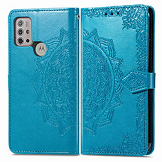 Funda de Cuero Cartera con Soporte Patron de Moda Carcasa para Motorola Moto G10 Power Azul